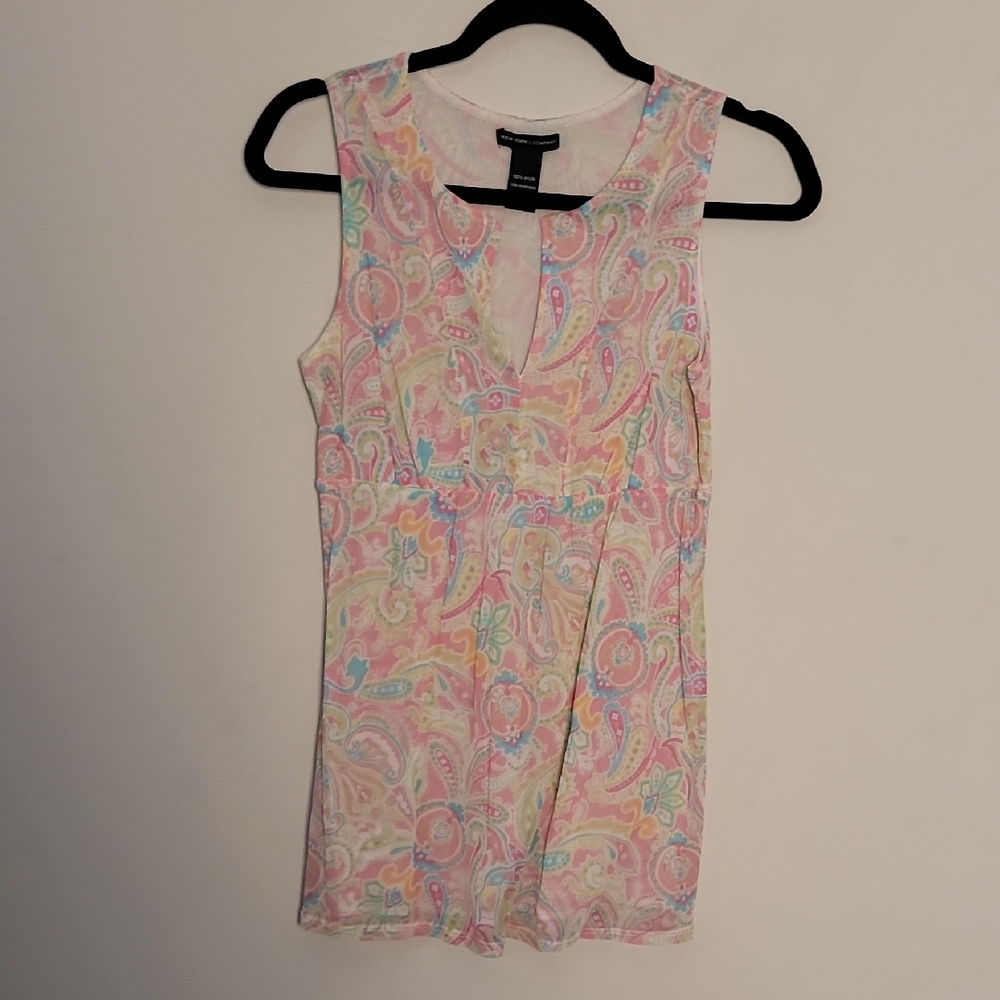 NY & Co Y2K Colorful Paisley Sleeveless Babydoll Top Sz S